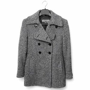 GUESS Women's Tweed Wool Blend Double-breasted Peacoat (025)